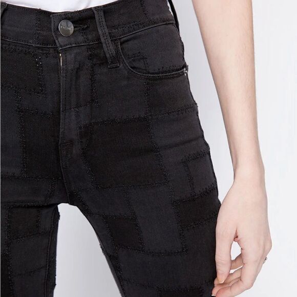 FRAME Le High Skinny Jeans‎ Laser Patchwork in Black Noir Multi size 26 - Picture 2 of 13